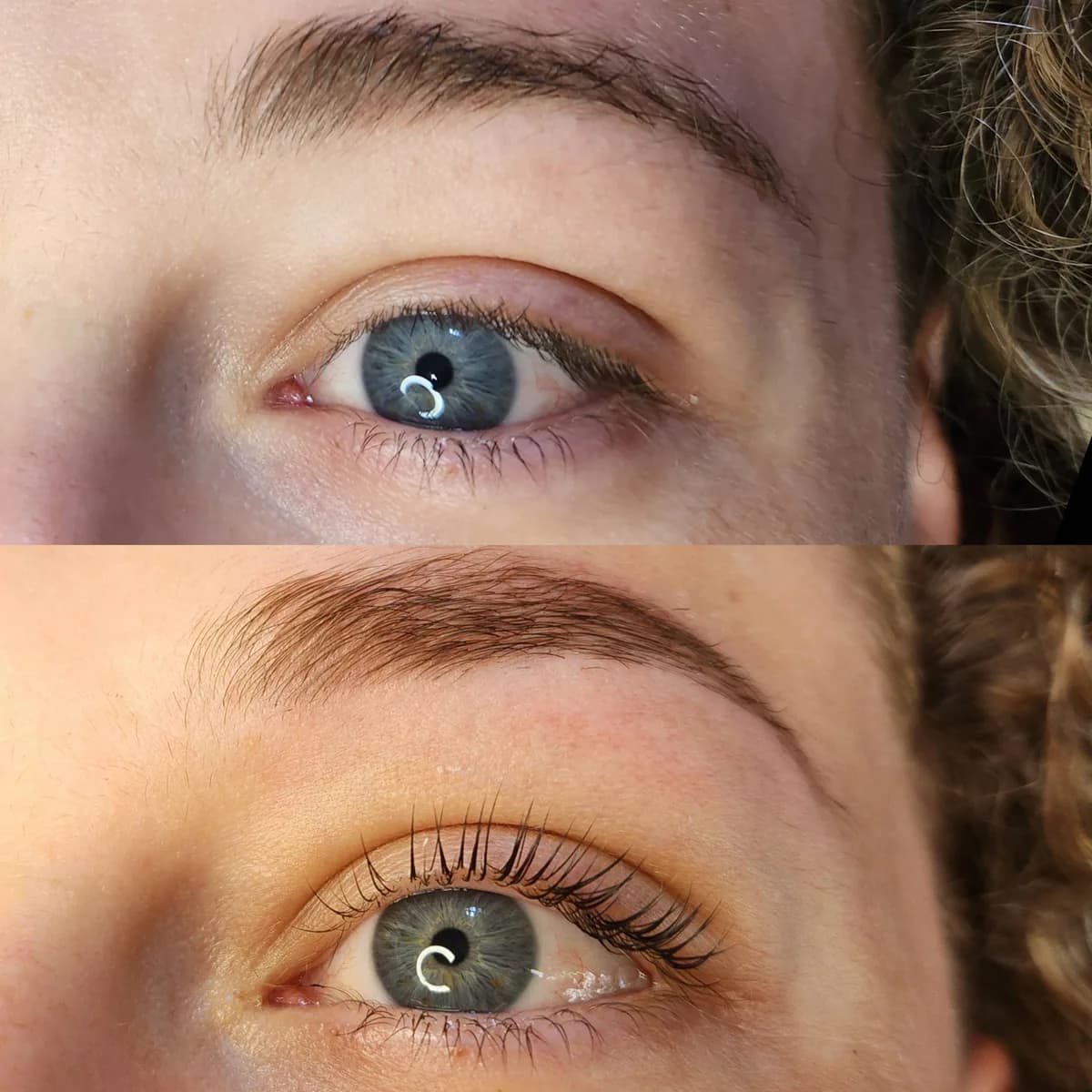 Before and after: Healed · Lash lift & tint